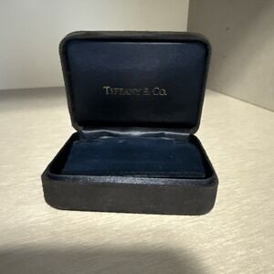 VTG Tiffany & Co Earring Presentation Box Black Suede & Velvet Inside 3"x2.5"